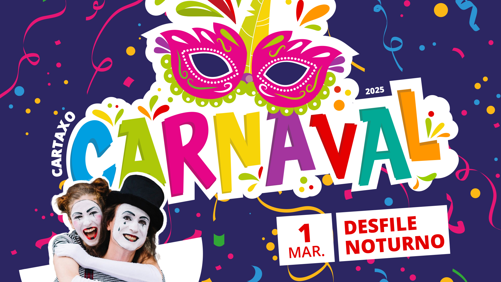 confetis e máscara de carnaval